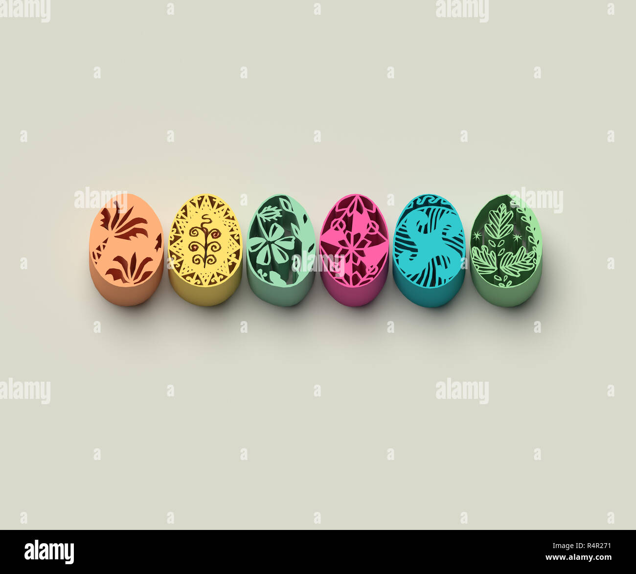 Les oeufs de pâques extrudé 3D Banque D'Images