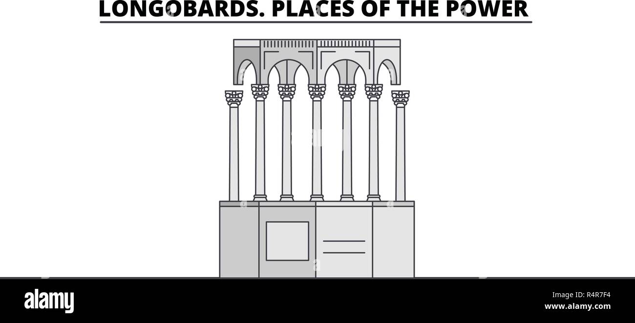 Les Lombards. Lieux de la ligne électrique billet monument, Skyline, vector design. Les Lombards. Lieux de l'illustration linéaire. Illustration de Vecteur