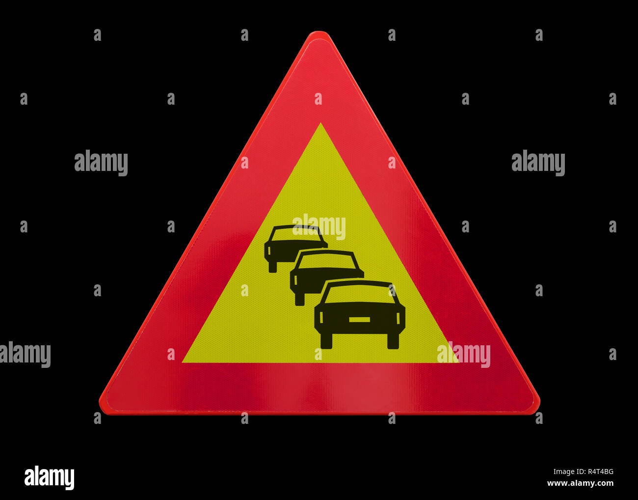 Panneau de circulation isolés - Embouteillage - sur noir Banque D'Images