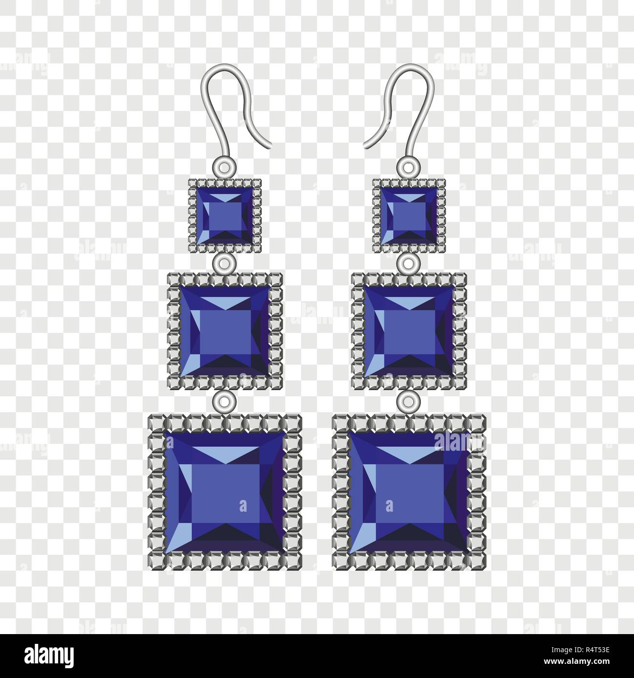 Sapphire boucles d'immersive. Illustration réaliste de Sapphire earrings vector pour maquette sur fond transparent Illustration de Vecteur