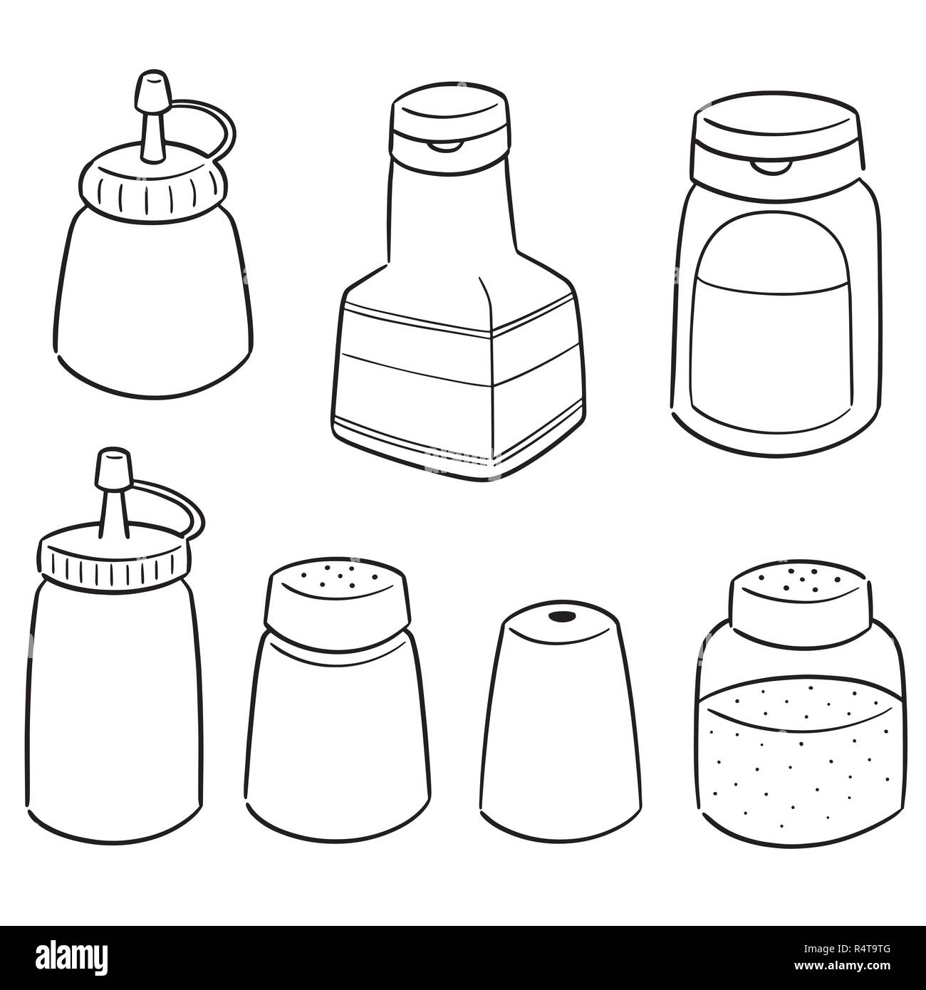 Vector set de bouteilles de condiments Illustration de Vecteur