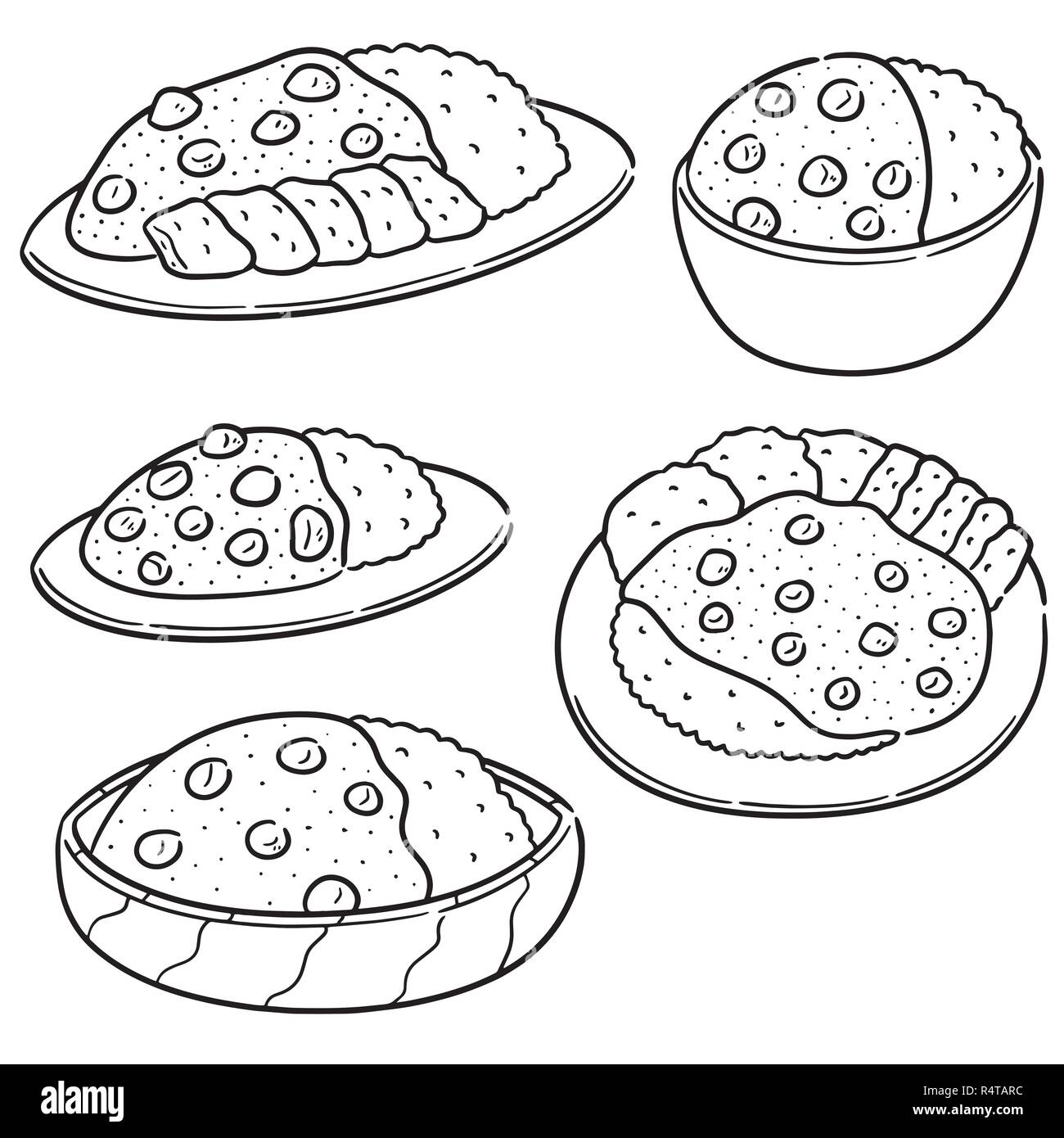 Vector set de riz au curry Illustration de Vecteur