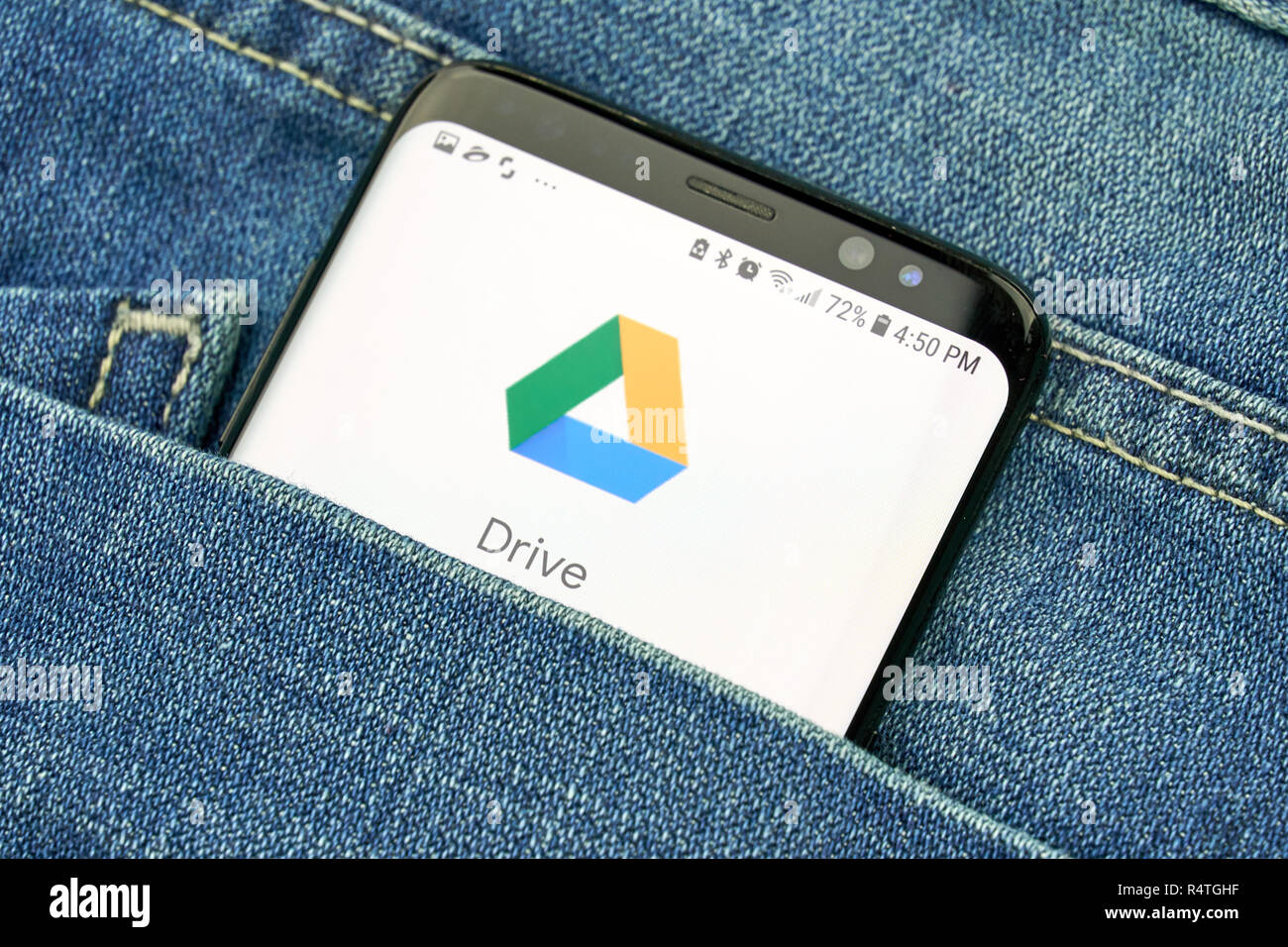 Montréal, Canada - 4 octobre 2018 : Google Drive app sur s8 écran. Google Drive est un stockage de fichiers. Google est une société de technologie américaine Banque D'Images