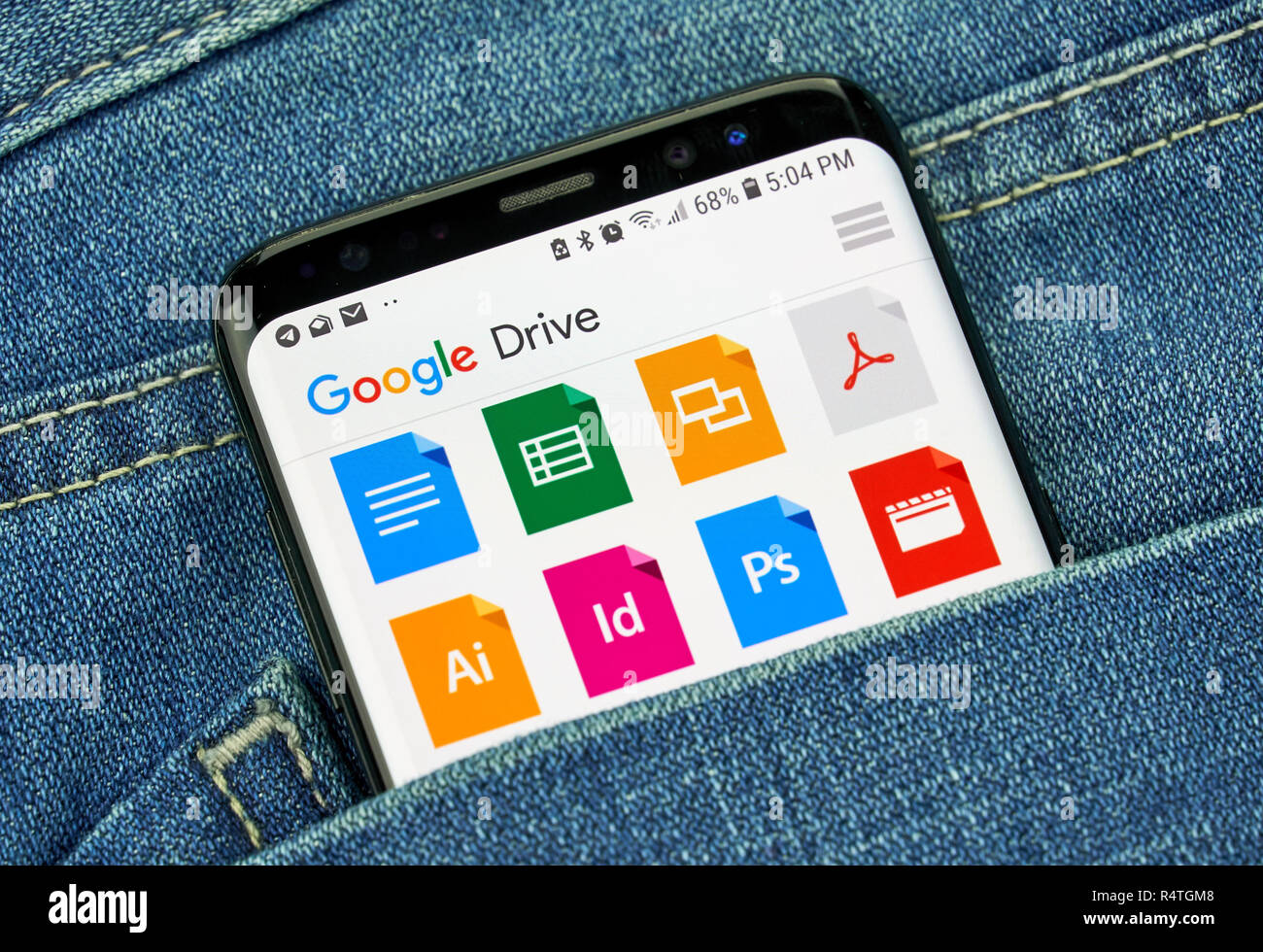 Montréal, Canada - 4 octobre 2018 : Google Drive app sur s8 écran. Google Drive est un stockage de fichiers. Google est une société de technologie américaine Banque D'Images