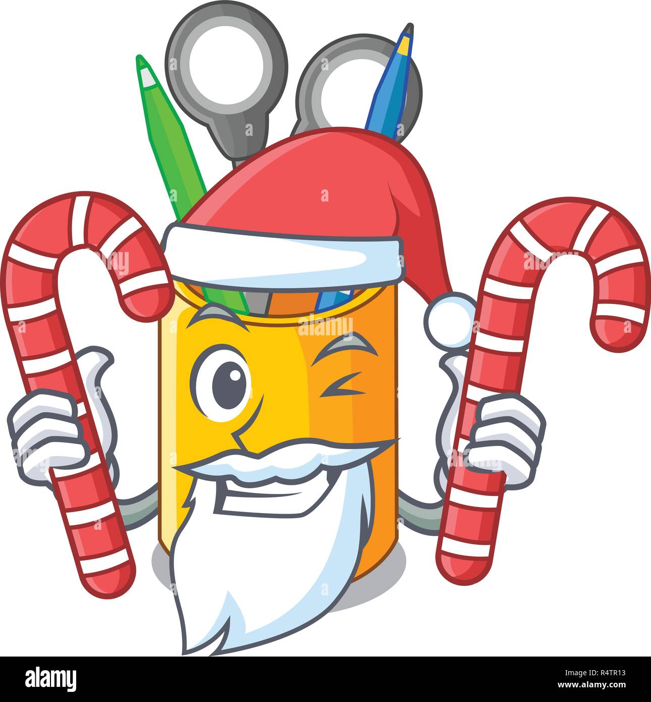 Santa avec candy fournitures isométrique sur Desktop Organizer Mascot Illustration de Vecteur