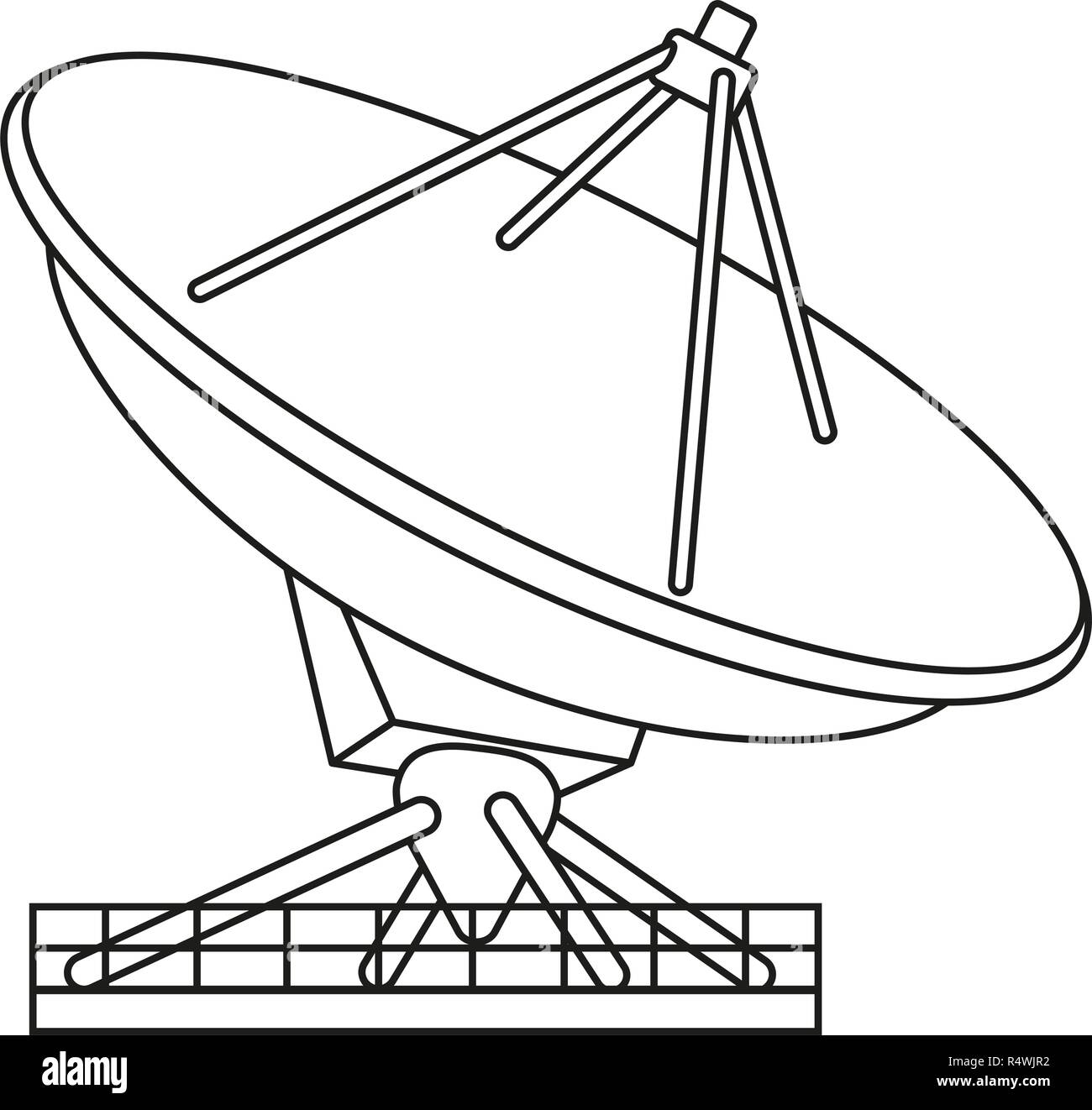 Les dessins au trait noir et blanc antena radar Illustration de Vecteur