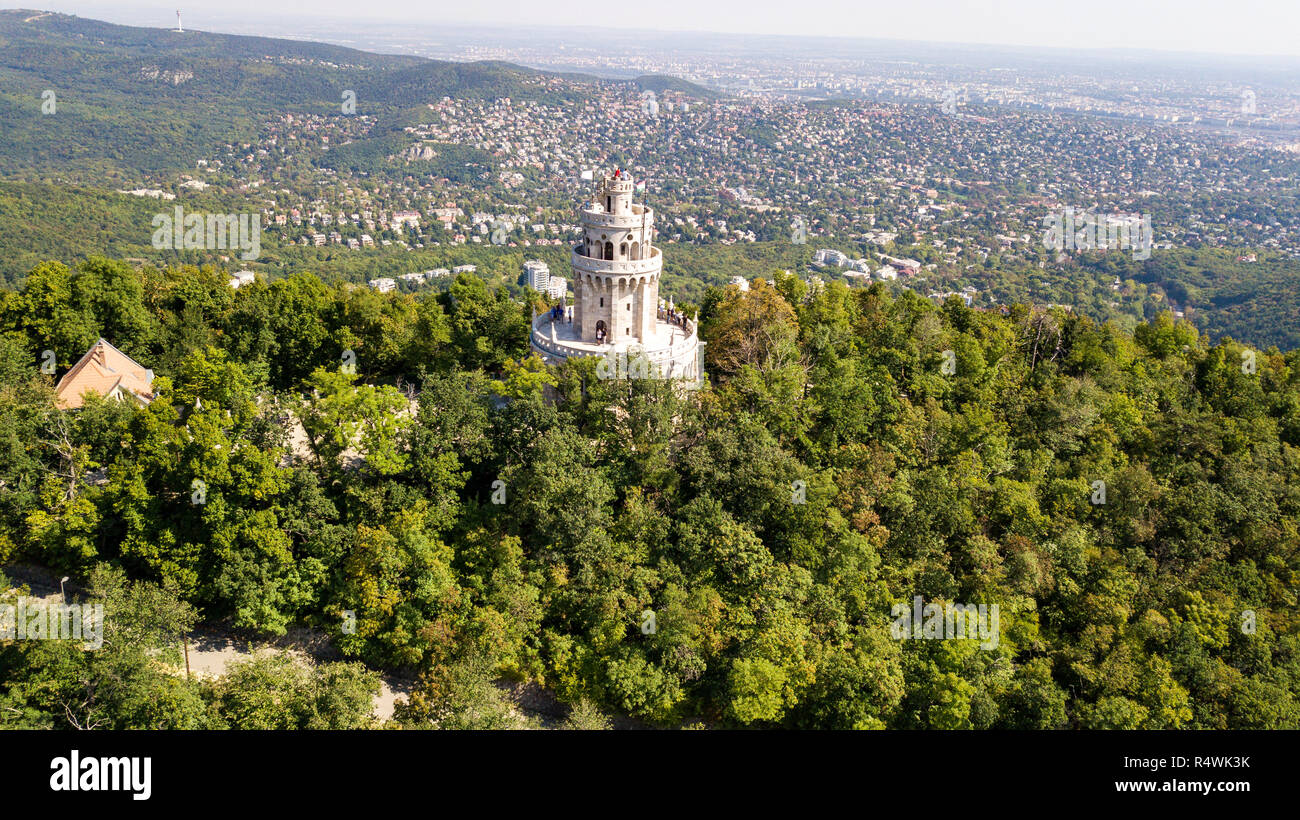 Erzsébet kilátó ou Elizabeth Lookout, le János-hegy ou Janos Hill, Budapest, Hongrie Banque D'Images