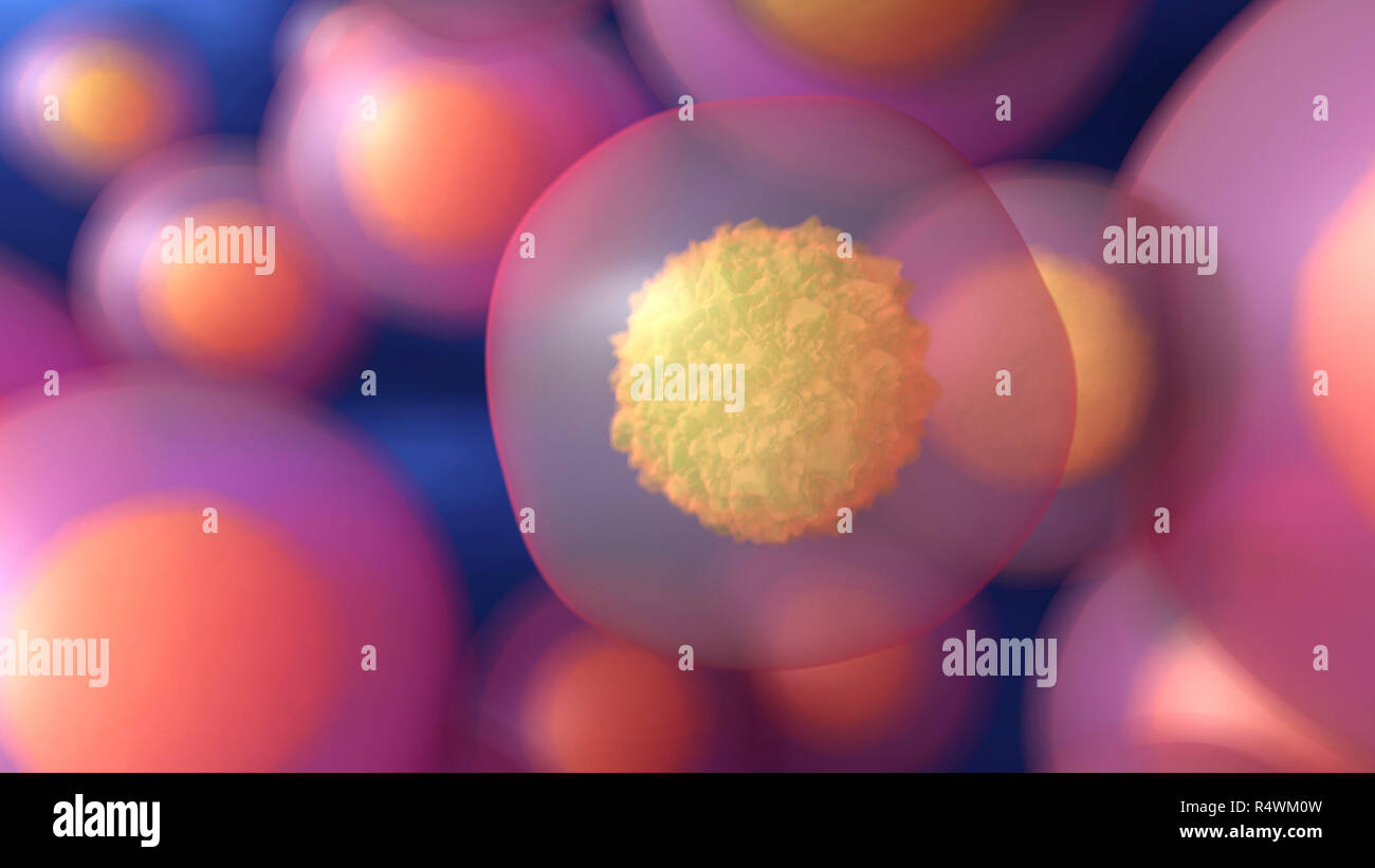 Résumé Contexte La microbiologie avec cellules. Illustration 3D render Banque D'Images