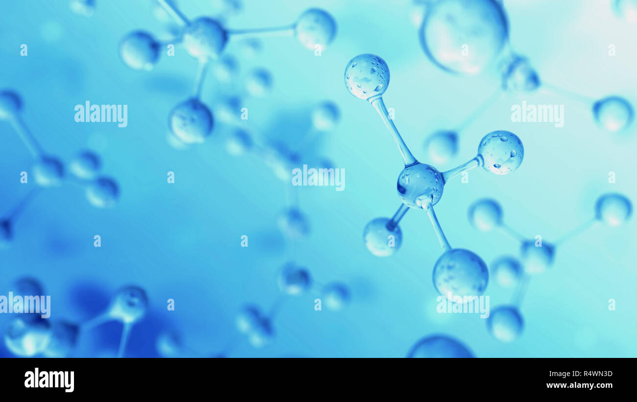 La structure de l'atome profil sous microscope. Illustration 3D render Banque D'Images