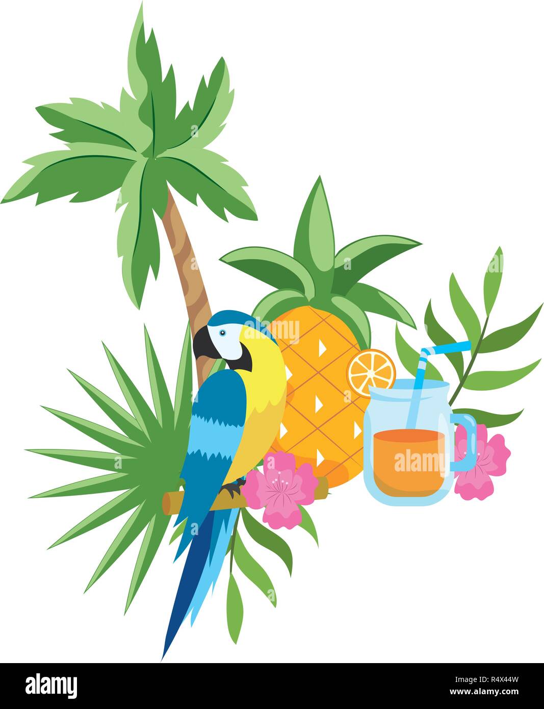 Parrot tropicales cute cartoon vector illustration graphic design Illustration de Vecteur