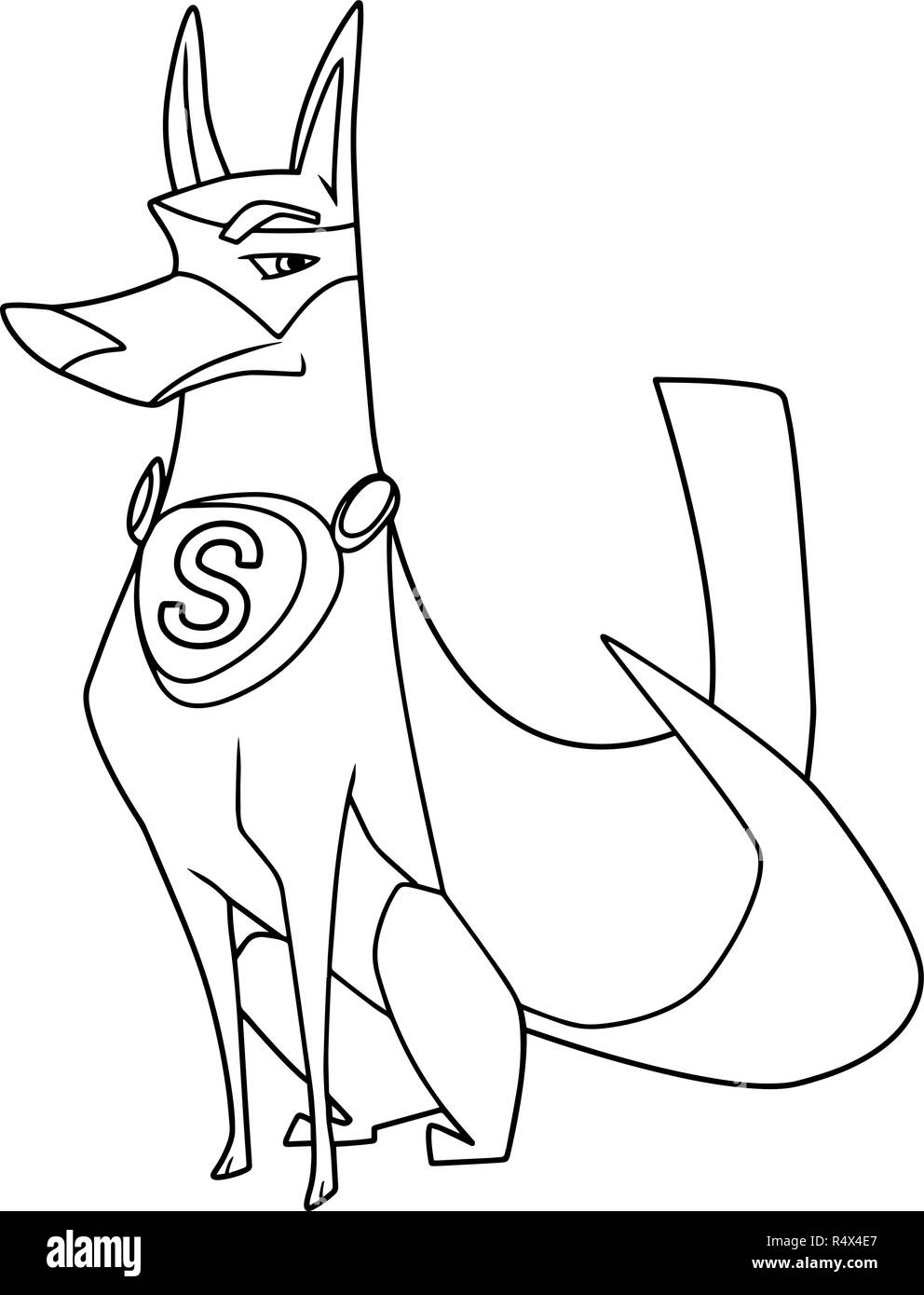 Super chien assis d'Art en ligne Illustration de Vecteur