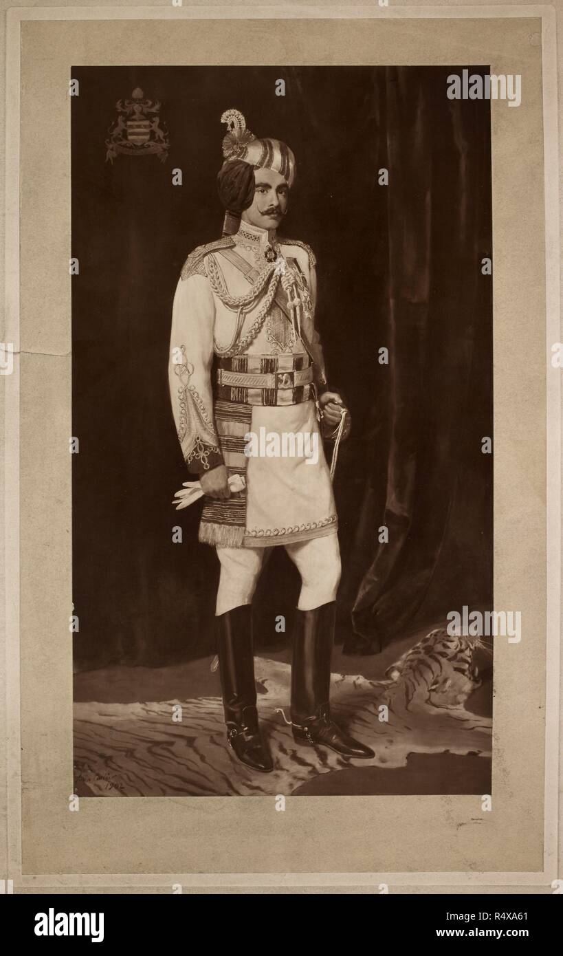 Grands HH Maharaja Ganga Singh Sir John HOUBLON JOHN, c.. 1902. Grands HH Maharaja Sir Ganga Singh, JOHN HOUBLON JOHN, Maharaja de Bikaner'. Copie d'un tableau. c.1902 . Source : OIOC Photo 206/(2). Auteur : Dixon et son fils, Henry. Banque D'Images