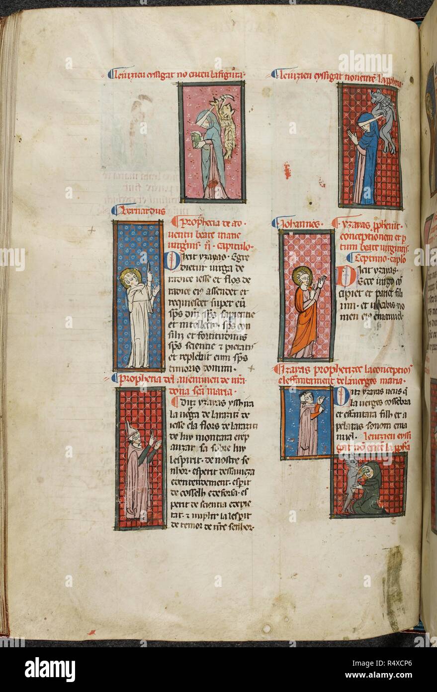 La page illustrée du manuscrit de poèmes en ProvenÃ§al . Poèmes, etc. poèmes, &c., dans§ProvenÃ Nom Matfre Ermengau par al, 'en-hor en leys' [docteur en droit ?]et troubadour, de BÃ©ziers. Dates Ermengau le début de son poème, le chef Breviari, en 1288 (f. 7, l. 13), et l'achèvement d'environ deux tiers en 1299 (f. 160). Source : Royal 19 C. Je f.94v. Langue : ProvenÃ§al. Banque D'Images