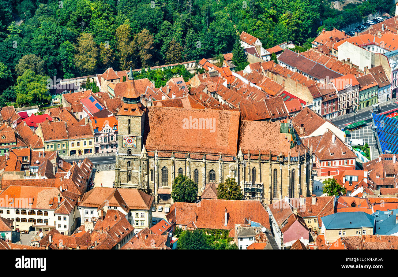 Biserica Neagră ou église noire dans la vieille ville de Brasov, Roumanie Banque D'Images