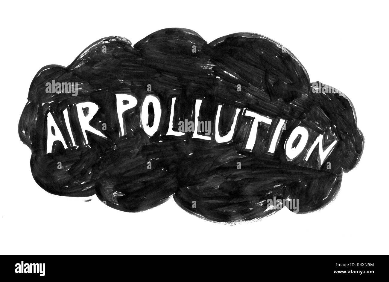 Dessin à la main d'encre noire de la pollution de l'Cloud Banque D'Images