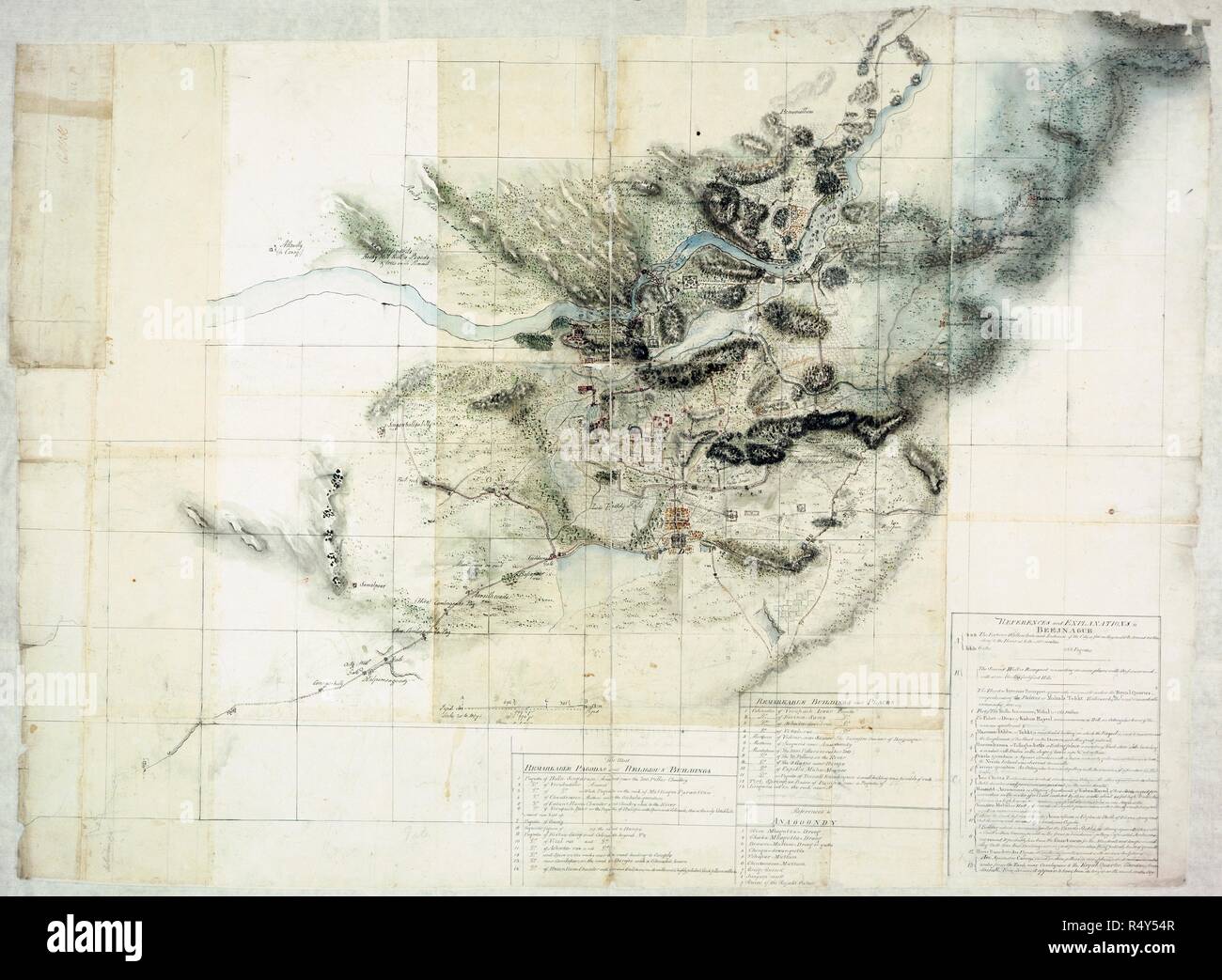 Plan du Vijayanagar. 1780 - 1820. Plan du Vijayanagar. Crayon à encre et aquarelle. L'école britannique de 48 36 ins. Publié à l'origine/produit en 1780 - 1820 . Source : RM, 2646. Banque D'Images