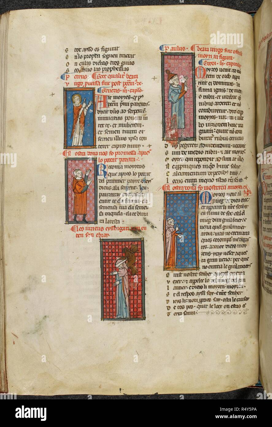 La page illustrée du manuscrit de poèmes etc. dans ProvenÃ§al . Poèmes, etc. poèmes, &c., dans§ProvenÃ Nom Matfre Ermengau par al, 'en-hor en leys' [docteur en droit ?]et troubadour, de BÃ©ziers. Dates Ermengau le début de son poème, le chef Breviari, en 1288 (f. 7, l. 13), et l'achèvement d'environ deux tiers en 1299 (f. 160). Source : Royal 19 C. Je f.93v. Langue : ProvenÃ§al. Banque D'Images