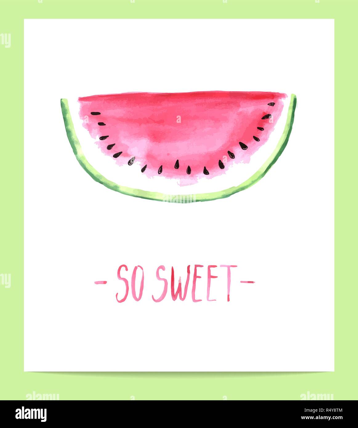 Cute hand drawn aquarelle watermelon slice Illustration de Vecteur