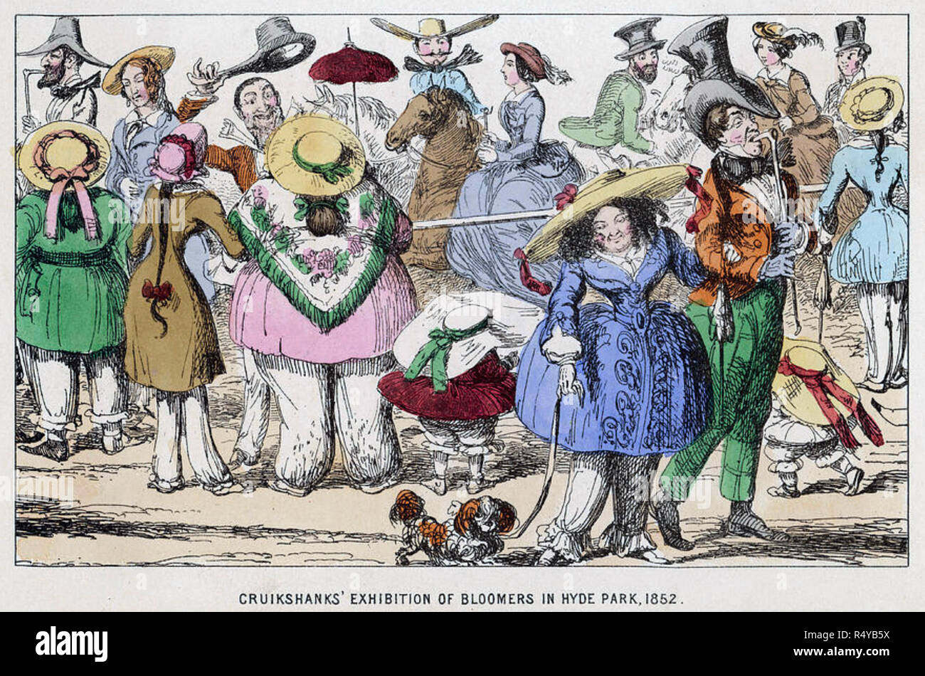 GEORGE Cruikshank (1792 à 1878) Anglais caracaturist. 'Exposition de Bloomers dans Hyde Park 1852' Banque D'Images