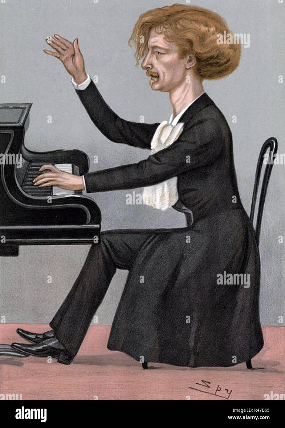 IGNACY Jan Paderewski (1860-1941) pianiste et compositeur polonais dans une caricature de Spy Banque D'Images