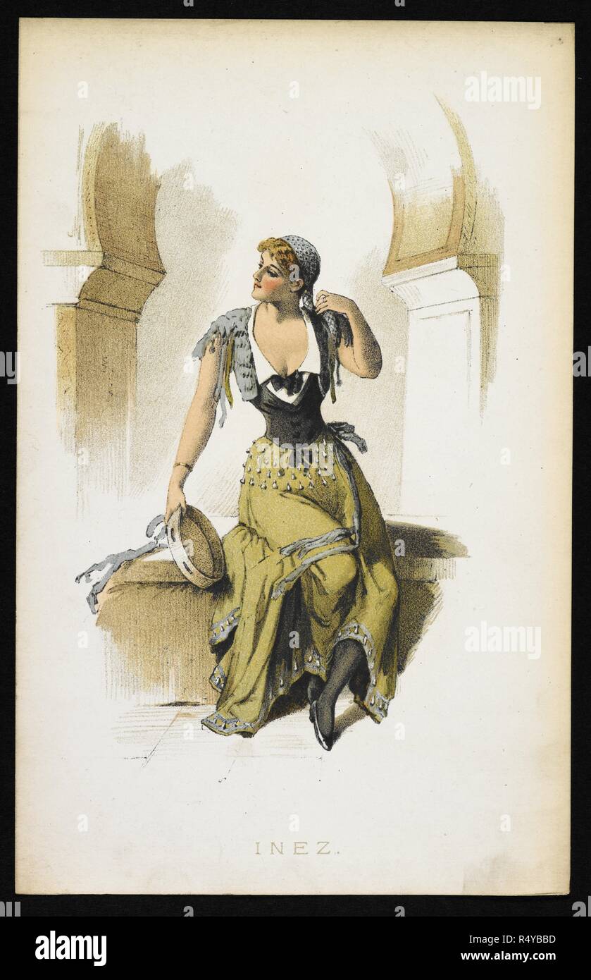 Inez. Un personnage féminin. . Carmen jusqu'à des données. Un souvenir de la Gaiety Theatre. Croquis par P. Anderson. Londres : Harris & Wells, [1890]. Illustration couleur. Une performance musicale. Source : 11779.l.4. Langue : Anglais. Auteur : Percy Anderson. Banque D'Images