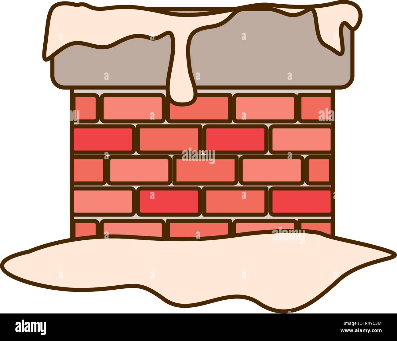 Cheminée avec icône isolées neige Illustration de Vecteur