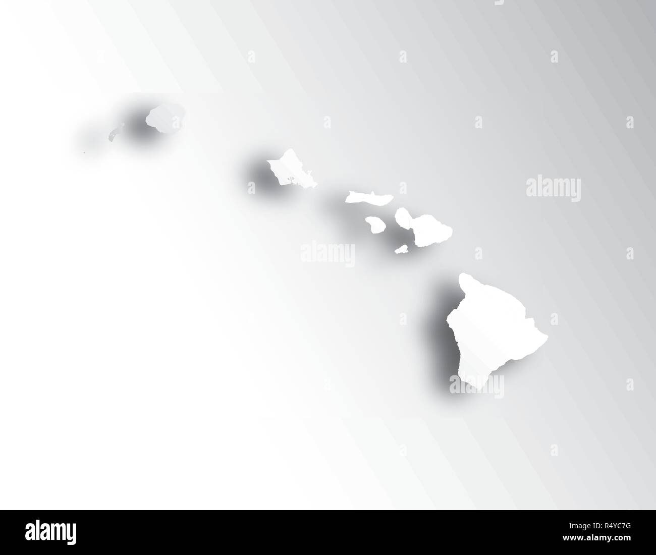 Les états américains - carte d'Hawaii avec effet coupe papier. Fait main. Les rivières et lacs sont indiqués. Merci de regarder mes autres images de la série cartographique - ils Illustration de Vecteur