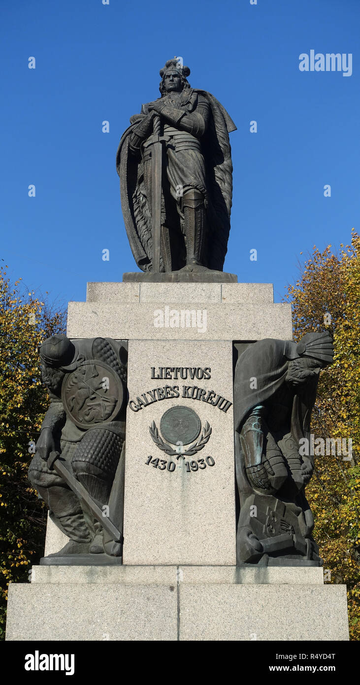 Duc Vytautas le Grand à Kaunas Lituanie Europe statue Banque D'Images