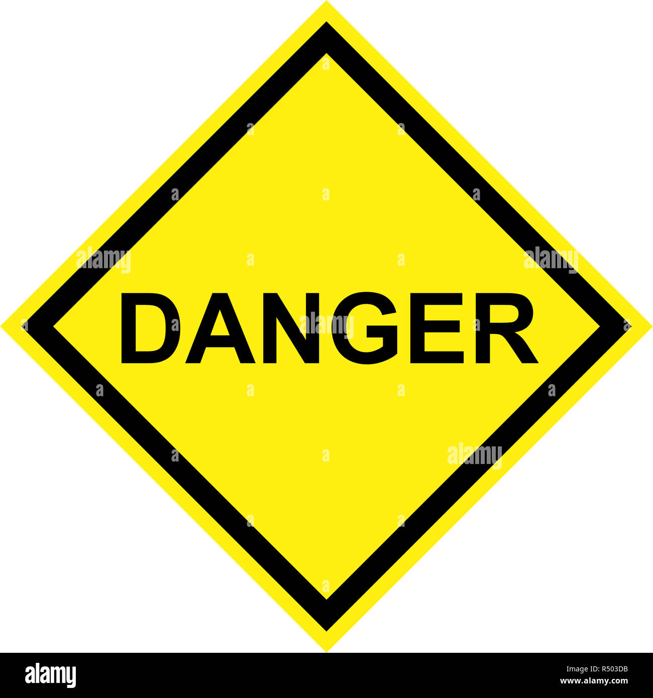 Signe de danger jaune avec symbole de danger Banque D'Images