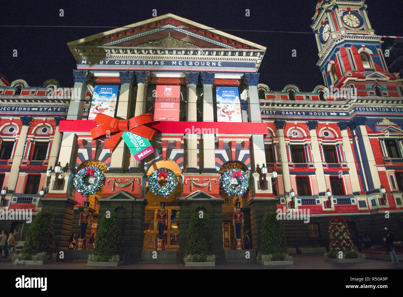 Bâtiment de Noël projection dans Melbourne CBD Banque D'Images