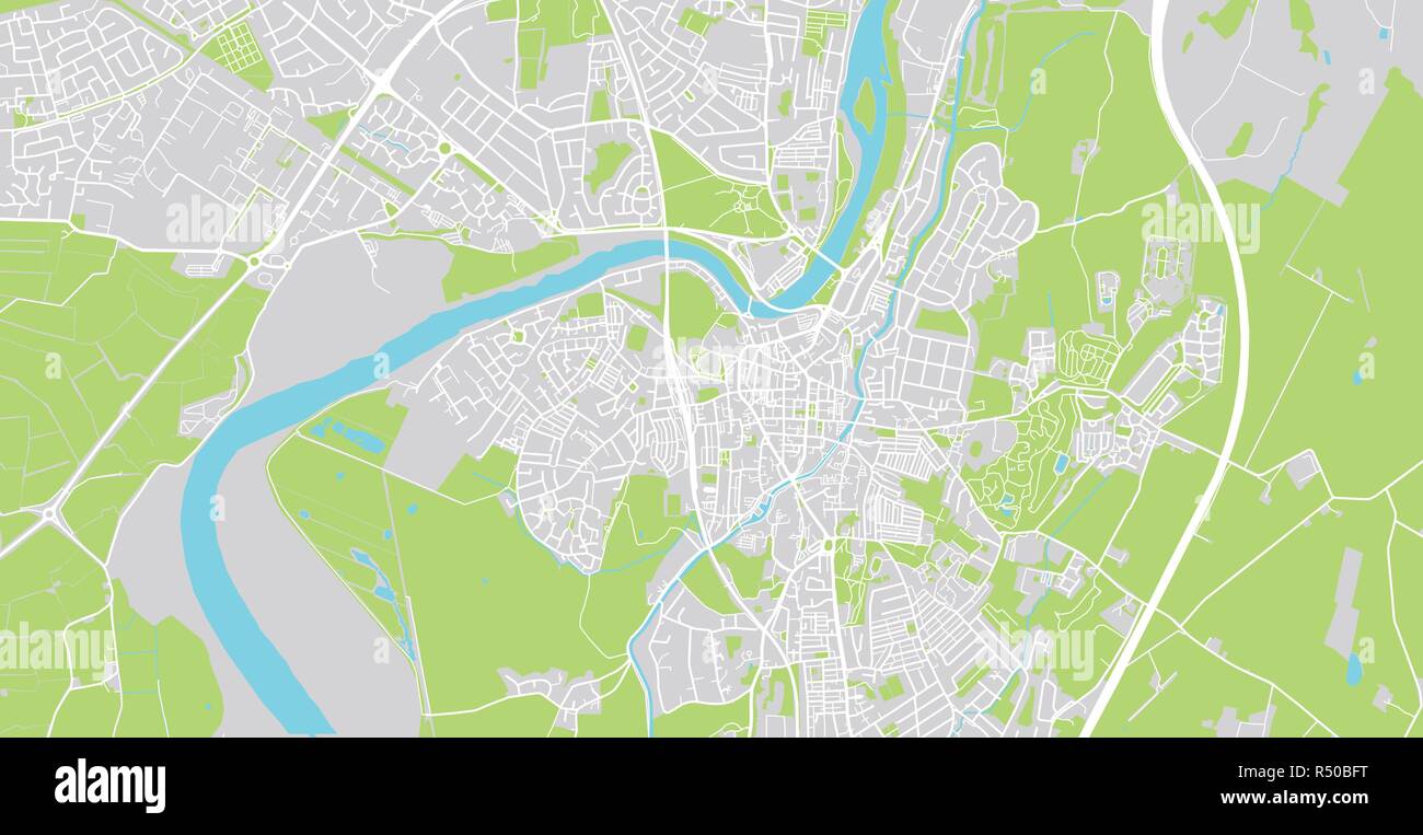 Vecteur urbain plan de la ville de Lancaster, Angleterre Illustration de Vecteur