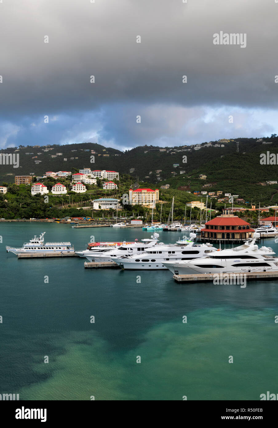 Vues de Charlotte Amalie, St Thomas, Îles Vierges Britanniques Banque D'Images