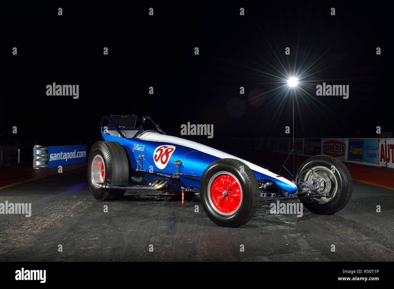 Allard Dragster prise à Santa Pod raceway Banque D'Images