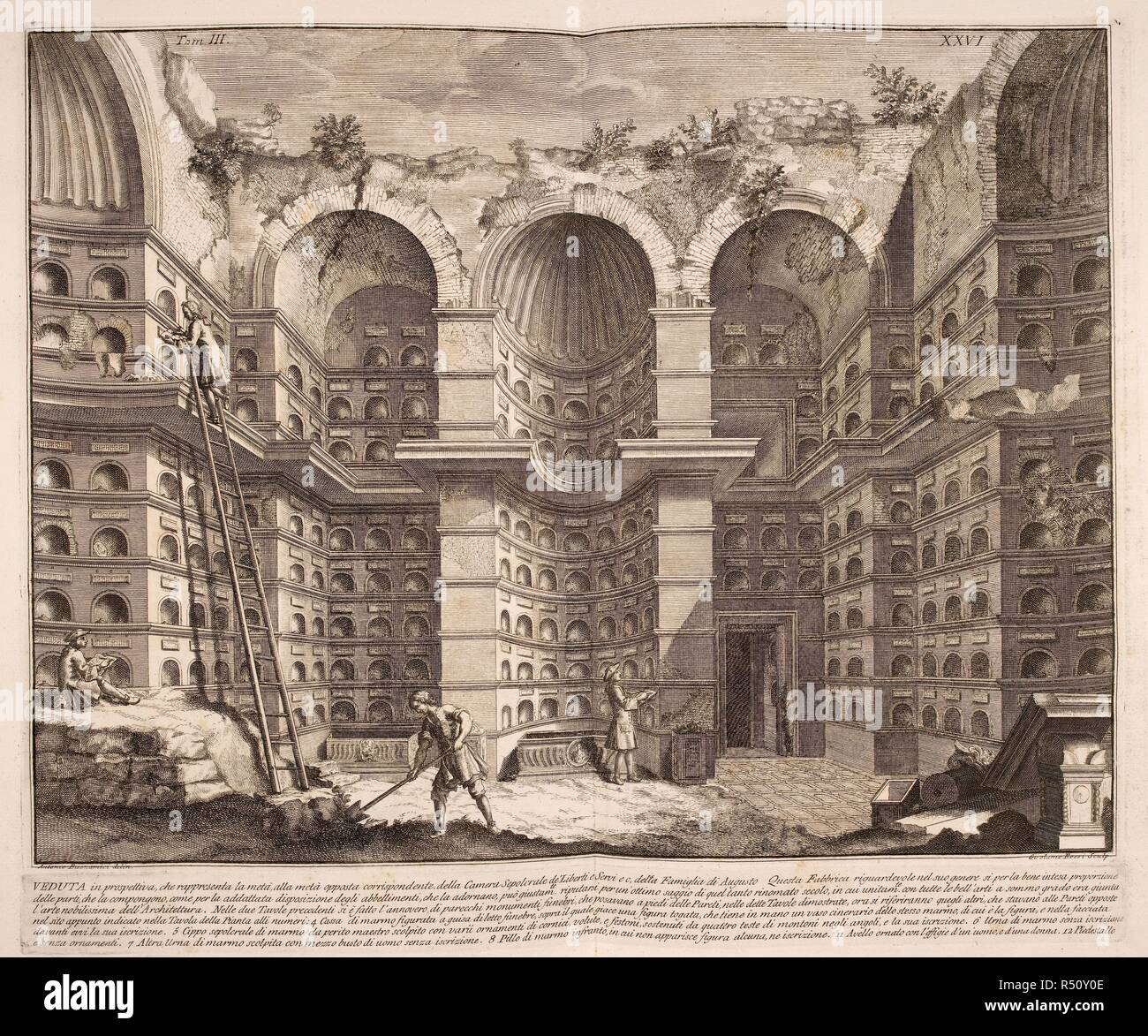 Illustration de la volière pour livre sur la Rome antique. . Le AntichitaÌ€ romane, l'Opera di Giambatista Piranesi, etc. Rome. Le AntichitaÌ€ romane, l'Opera di Giambatista Piranesi, etc., Giovanni Battista Piranesi. 1756. Source : 744.f.2 26. Langue : Italien. Banque D'Images