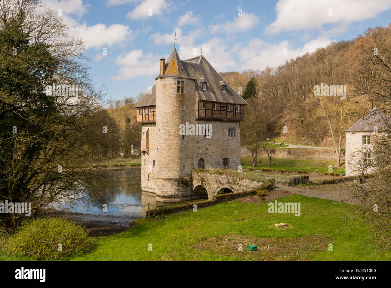 Le château de Crupet, un petit château médiéval près de Namur, Belgique Banque D'Images
