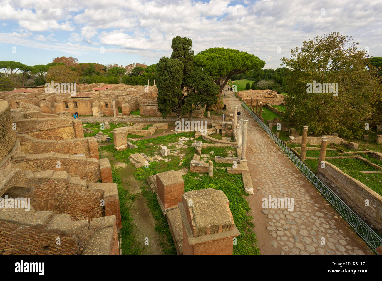Ostia Antica à Rome, Italie. Dans le paysage des ruines archéologiques romaines Banque D'Images