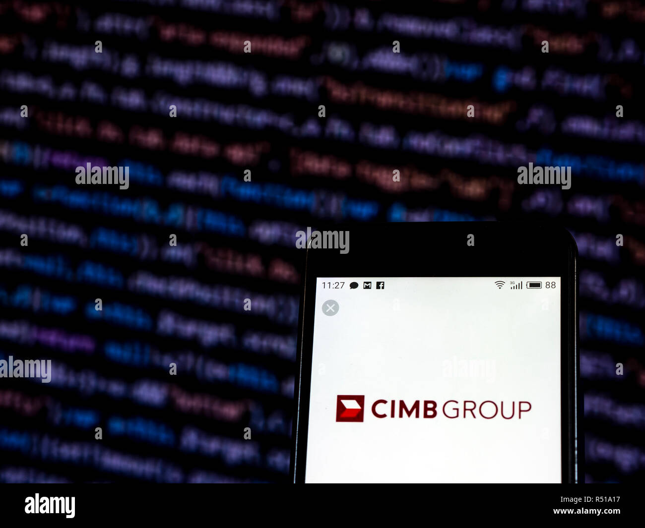 CIMB banque de détail logo de l'entreprise vu affichée sur téléphone intelligent. Banque D'Images