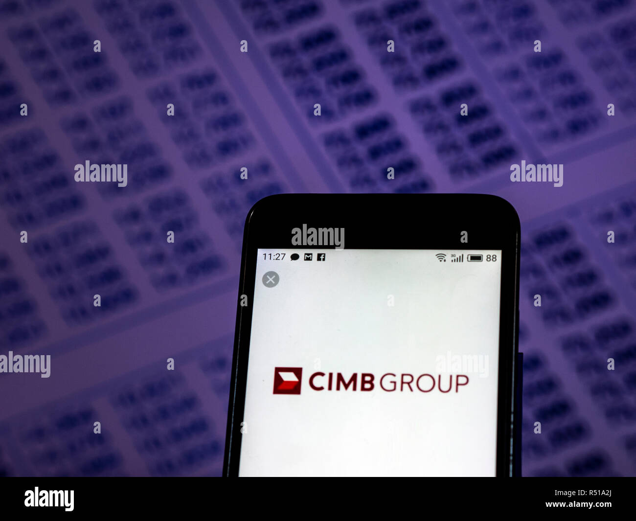 CIMB banque de détail logo de l'entreprise vu affichée sur téléphone intelligent. Banque D'Images