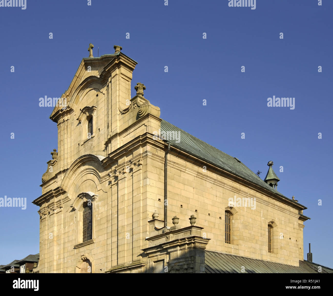 Église de l'Exaltation de la Sainte Croix dans la région de Krosno. Pologne Banque D'Images