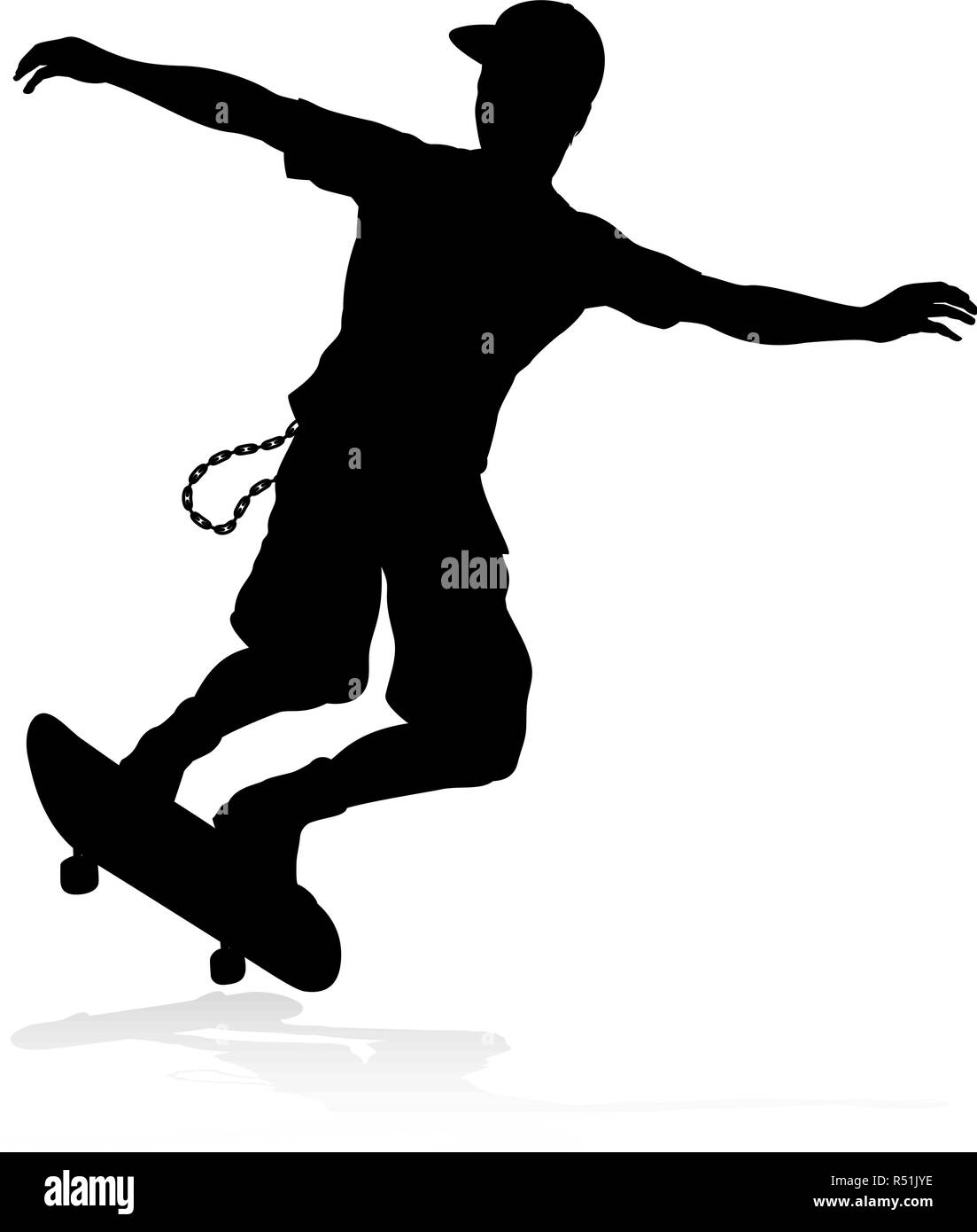 Silhouette skateur skateur Image Vectorielle Stock - Alamy