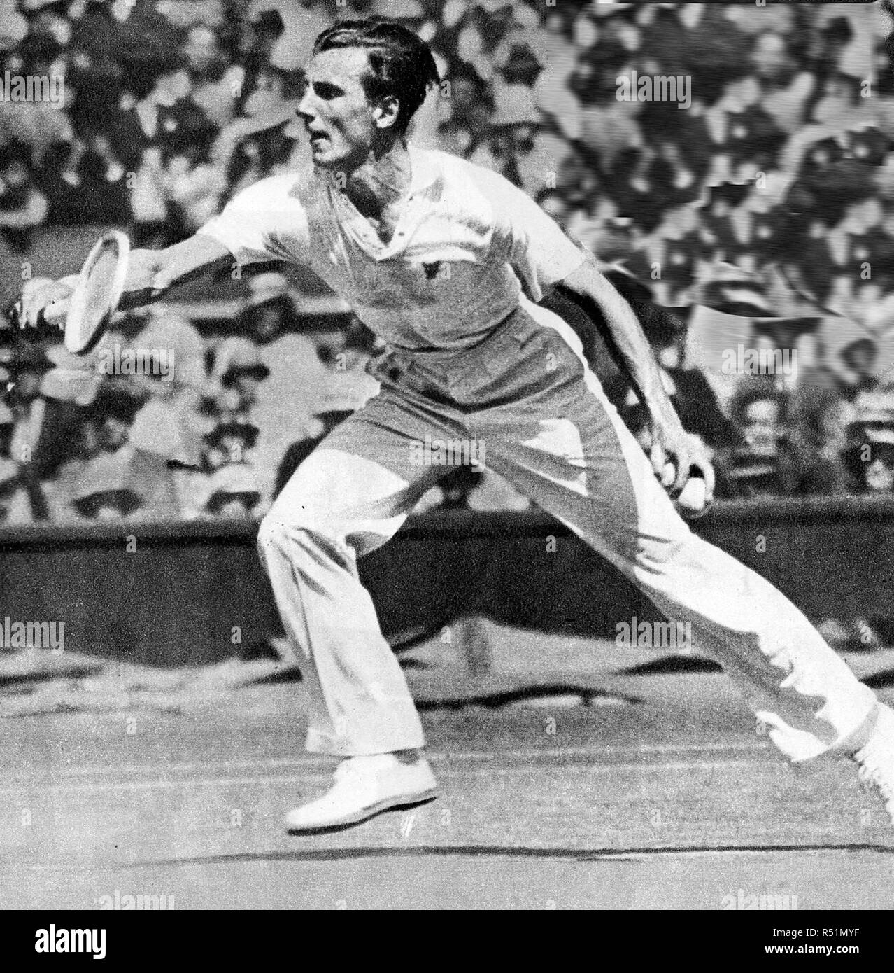 1934, la Grande-Bretagne est championne de tennis de Wimbledon hommes Fred Perry qui a battu l'Australie, J Crawford Banque D'Images