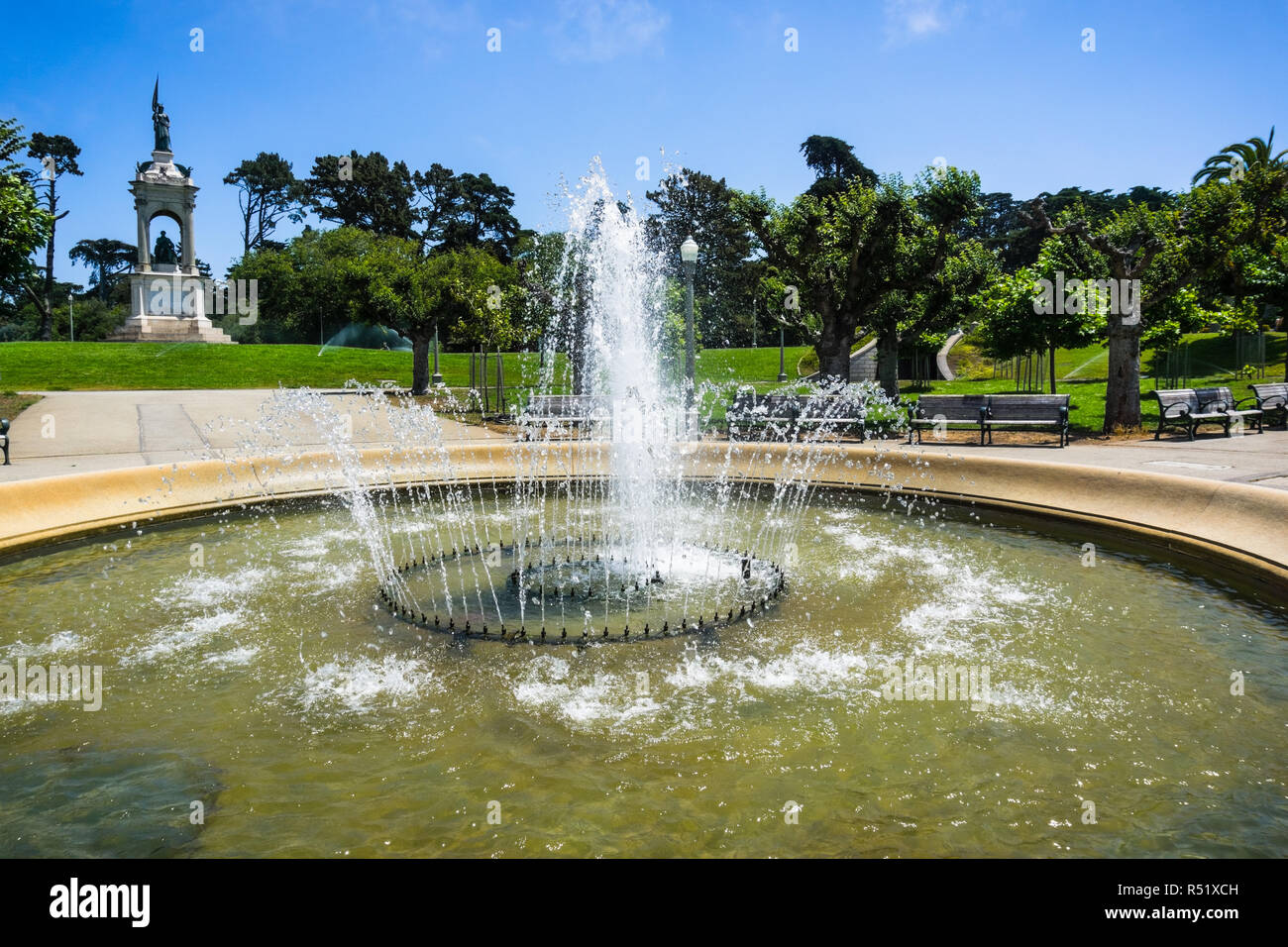 Fontaine à eau dans le parc du Golden Gate, San Francisco, Californie Banque D'Images