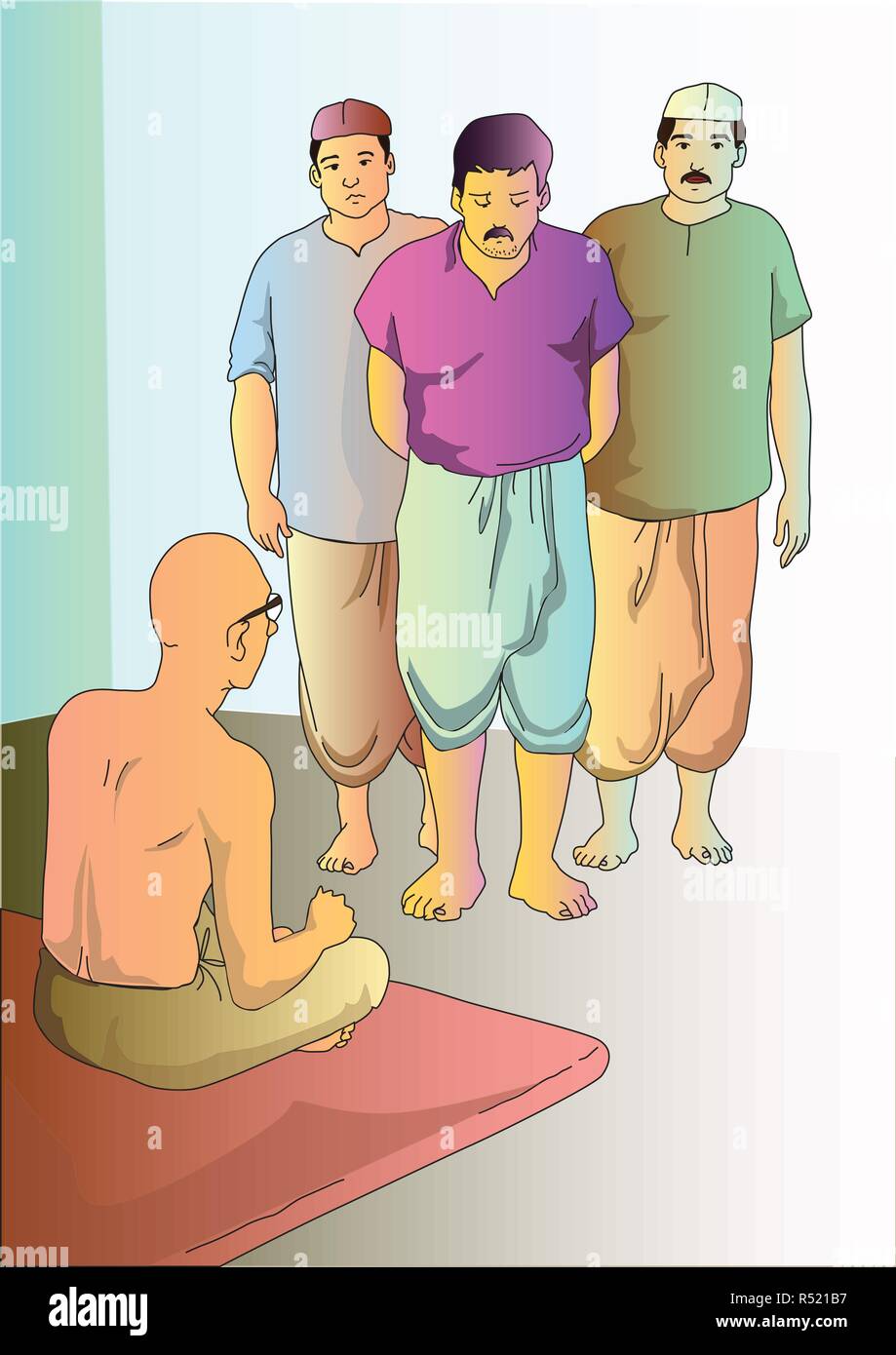 Ghandiji et trois personnes Illustration de Vecteur