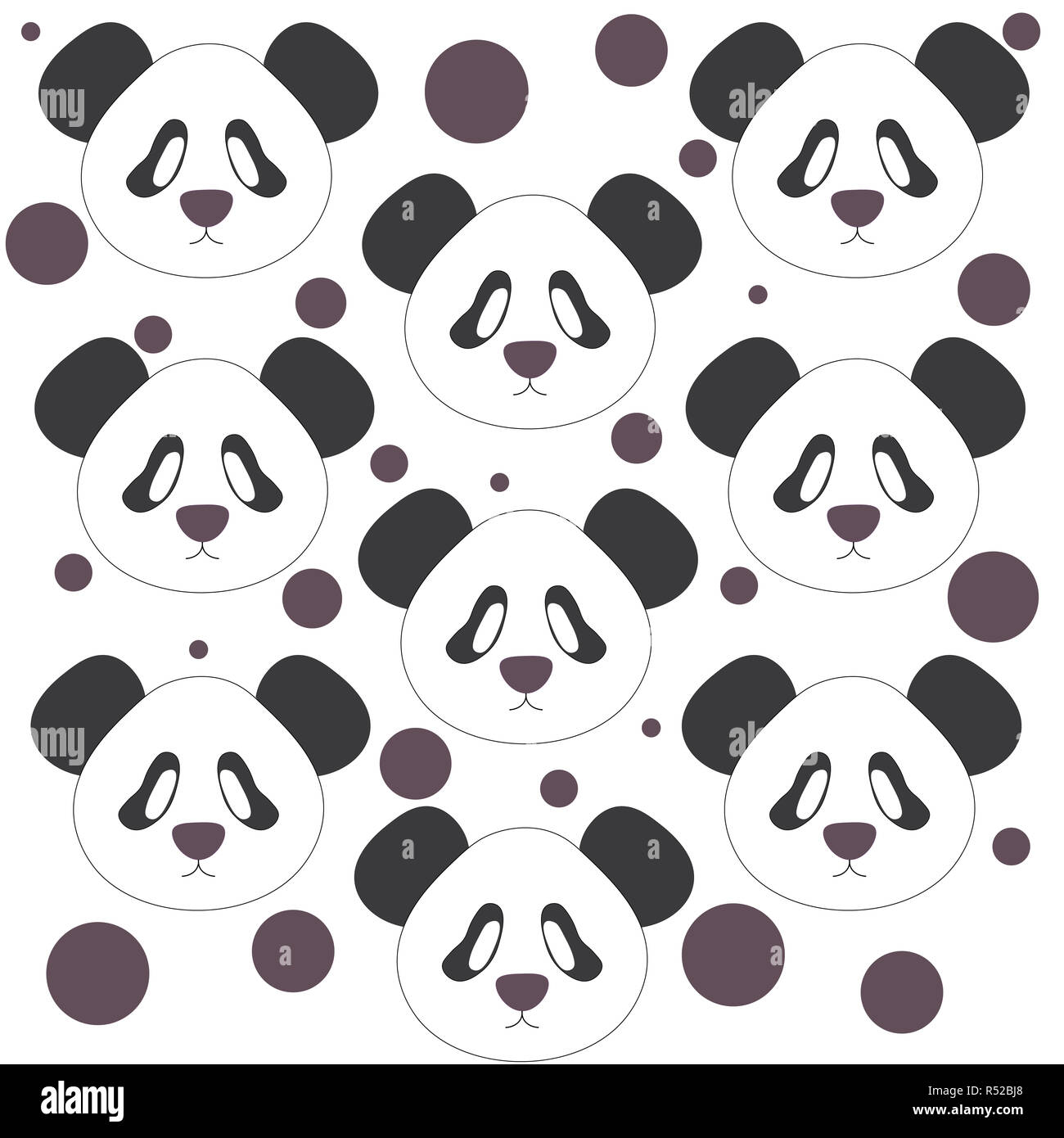 Motif à pois mauve panda Banque D'Images