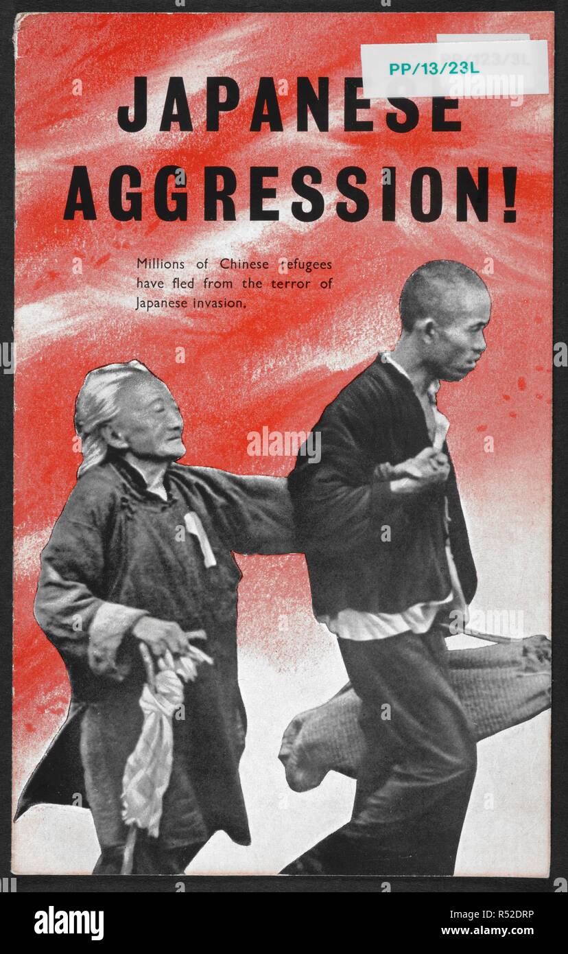 'L'agression japonaise ! Des millions de réfugiés chinois ont fui la terreur de l'invasion japonaise'. . [British Library Bureau central d'information archive.]. Ministère de l'information. Années 1930. Source : PP/13/23L. Banque D'Images