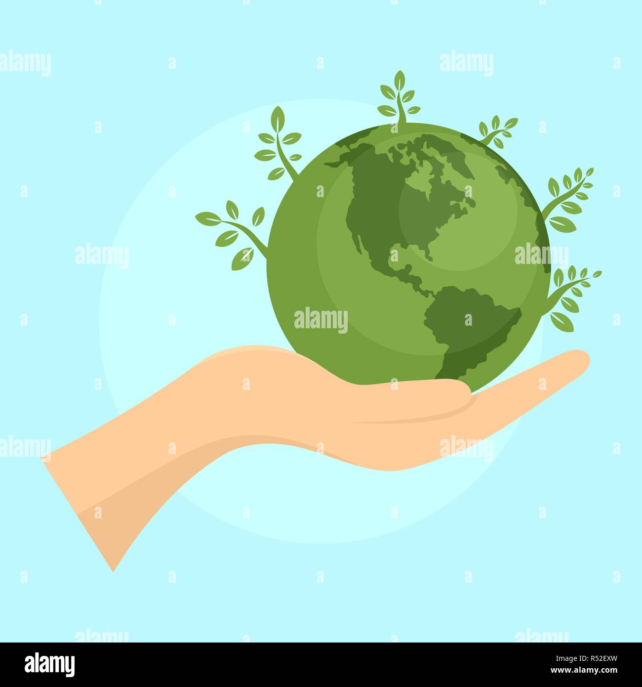Planète verte dans la main arrière-plan. Télévision illustration de planète  verte dans la main de fond vecteur pour la conception web Image Vectorielle  Stock - Alamy