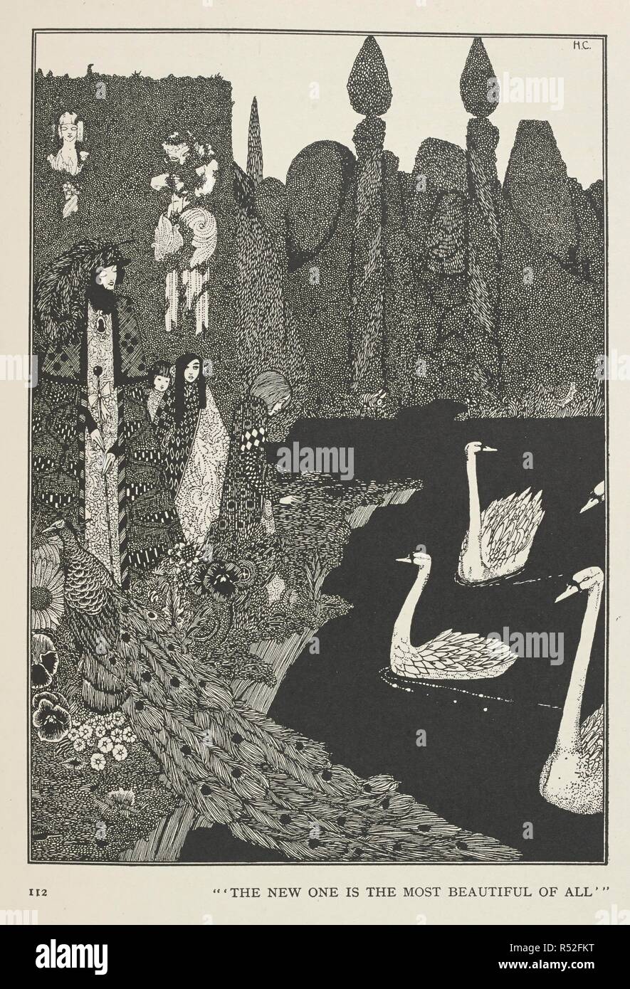 Le vilain petit canard. Le nouveau est le plus beau de tous. . Les Contes de ... Illustré par Harry Clarke. F.P. Londres : G. G. Harrap & Co., [1916]. Source : K.T.C.102.a.15 en face de la plaque de la page 112. Auteur : Andersen, Hans Christian. Clarke, Henry. Banque D'Images