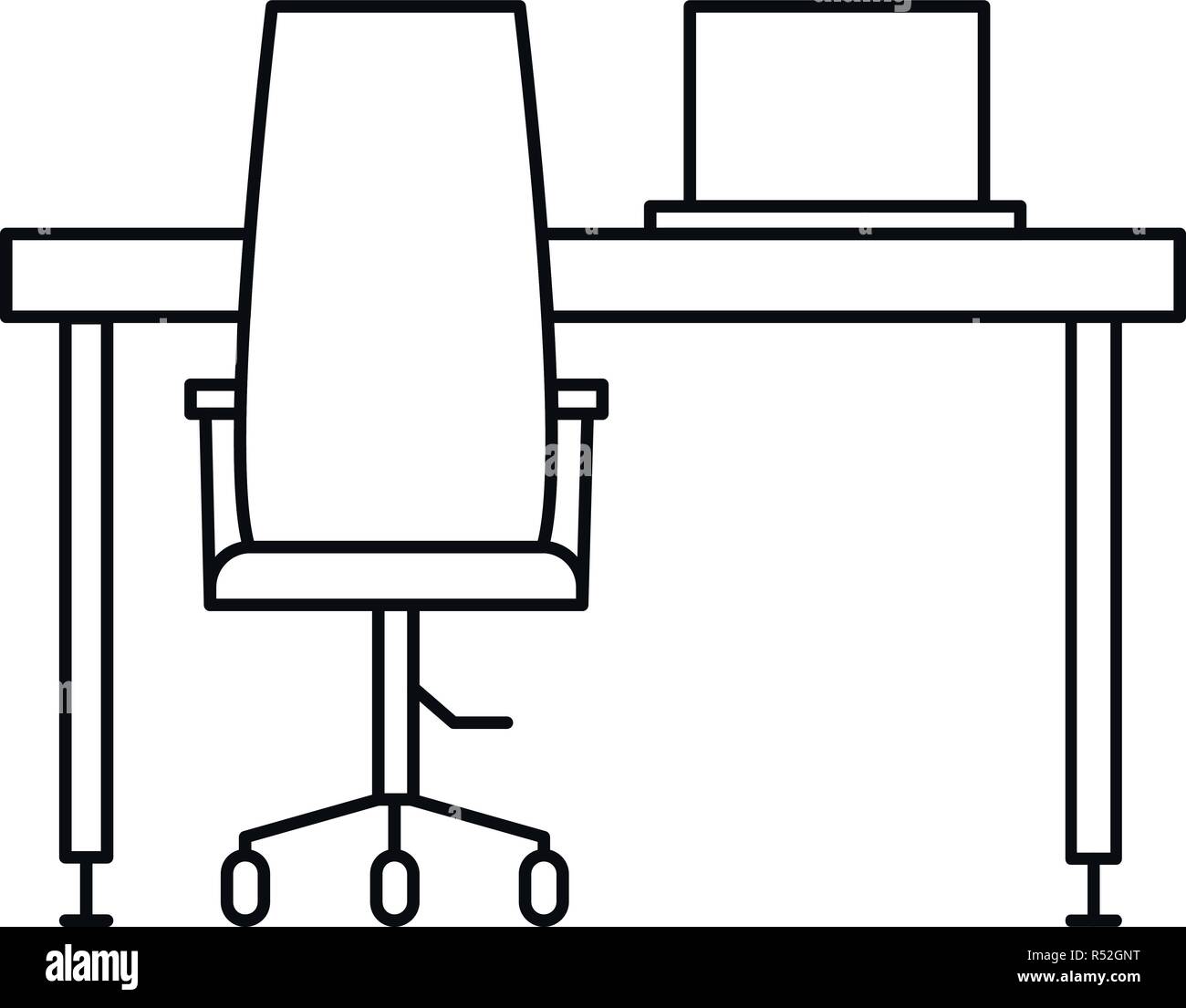 Table de bureau icône Poste de travail. Contours illustration de table  bureau ordinateur icône vecteur pour la conception web isolé sur fond blanc  Image Vectorielle Stock - Alamy