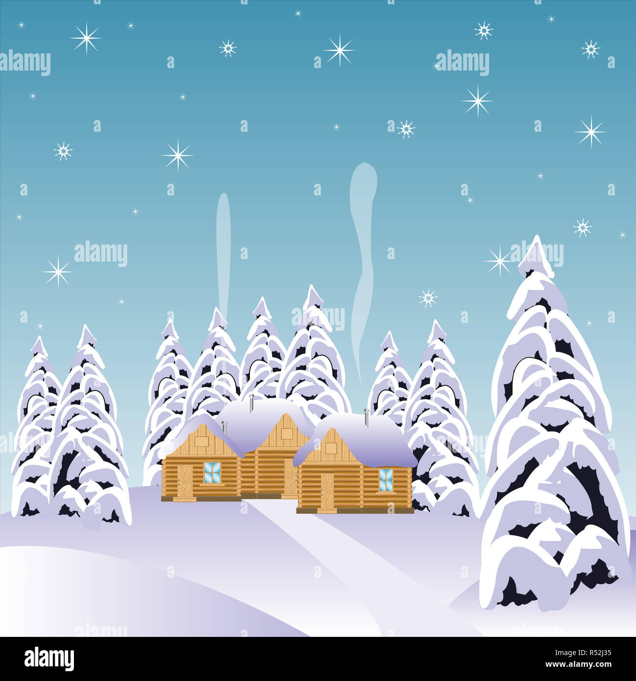 Village de bois neige Banque D'Images