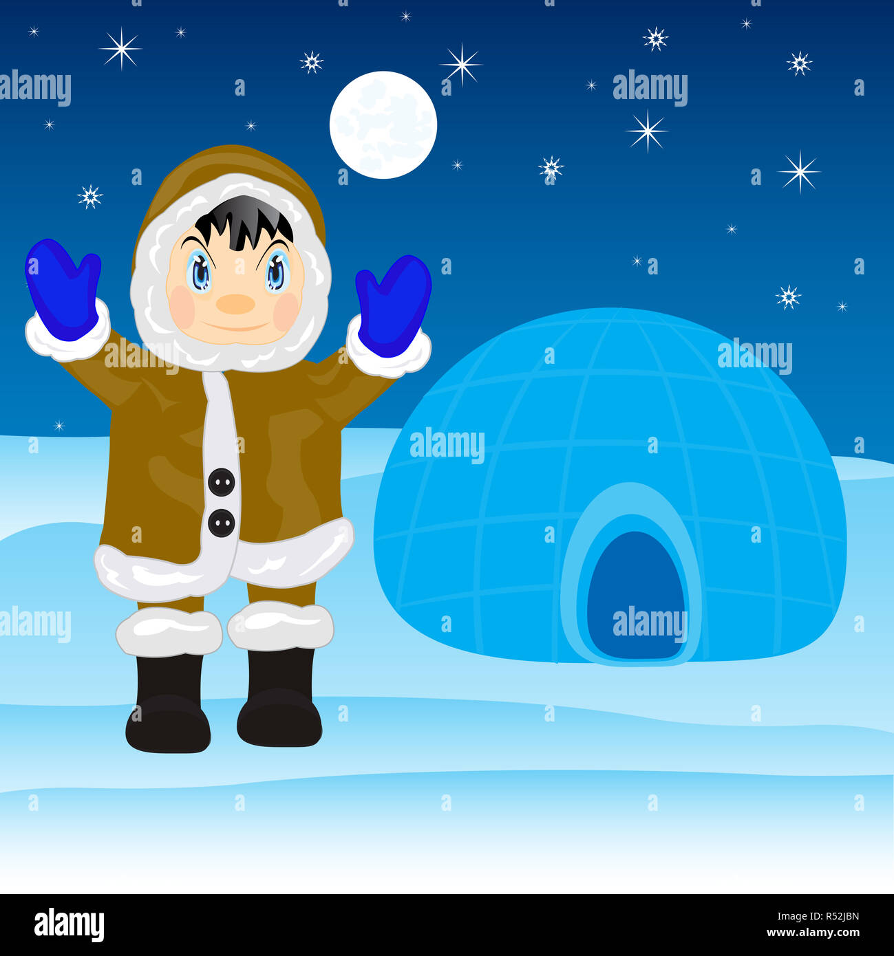 Eskimo à côté d'igloo Banque D'Images